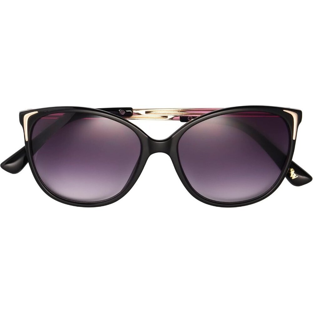 Women's Cateye Sunglasses Shiny Black 55mm Impact & Scratch Resistant UV Protect - Picture 2 of 5